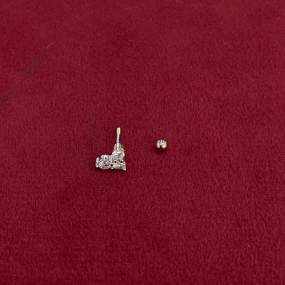 925 Silver White 3 Stone Studs -  Ball back pair
