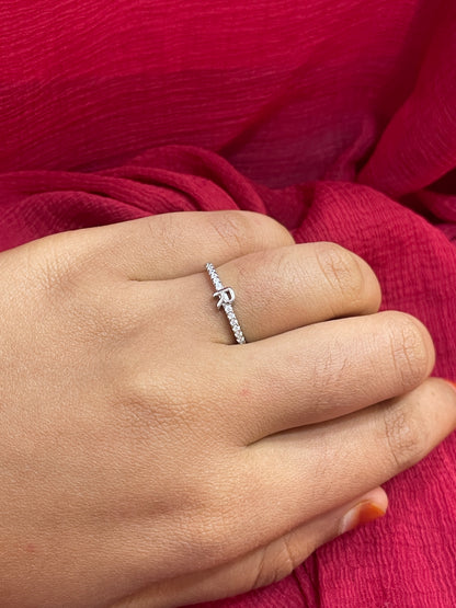 92.5 Silver R Letter Ring for Women Size 14 | Stylish Initial Design | Elegant Personalised Jewellery