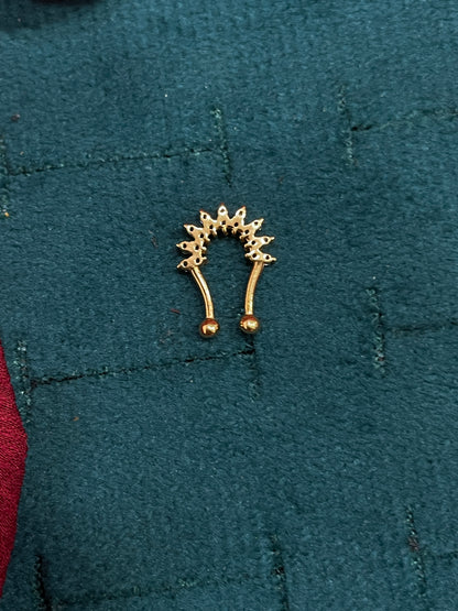925 Silver Gold Plated 9 Petal Septum