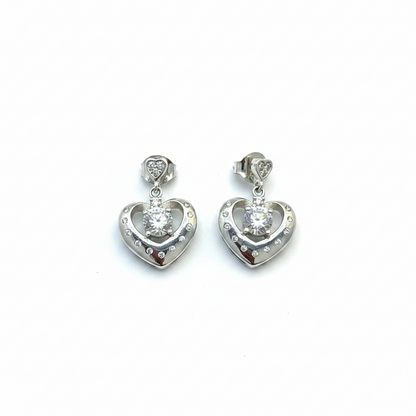 92.5 Silver Heart Hanging Earrings for Women | Stylish Dangle Design | Elegant Jewellery pair