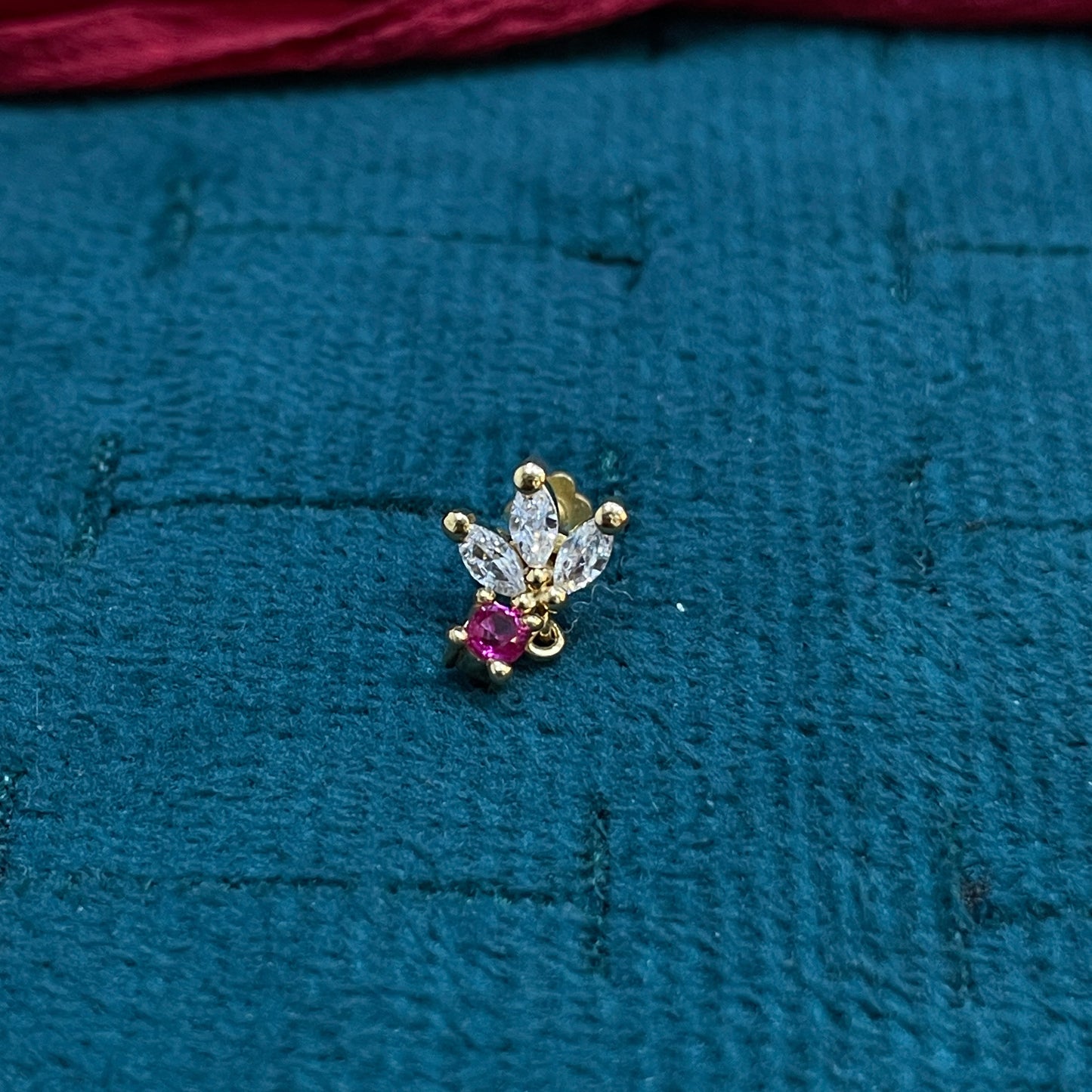 925 Silver Gold Plated Flower Drop Earstuds