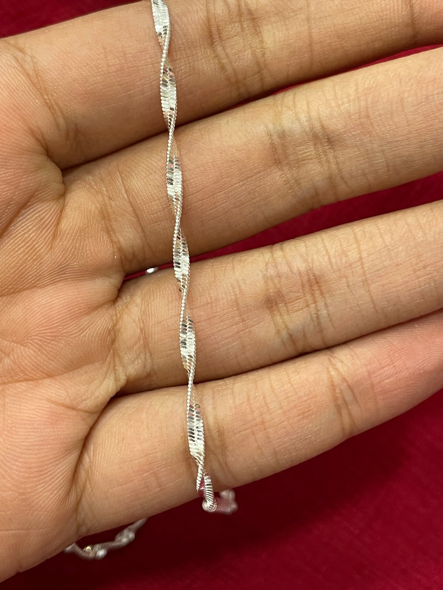 92.5 silver twisted chain 18 inches