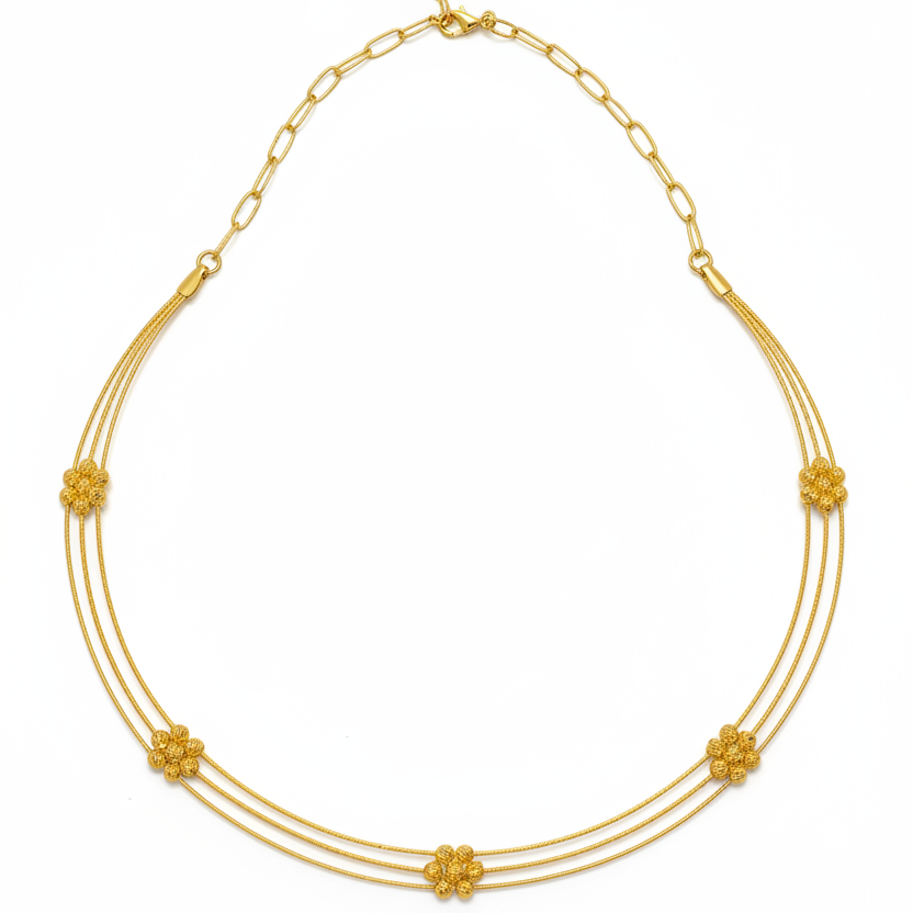 925 Silver Gold-Plated Flower Blossom Necklace