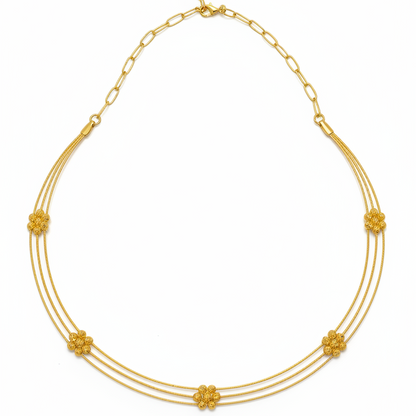 925 Silver Gold-Plated Flower Blossom Necklace