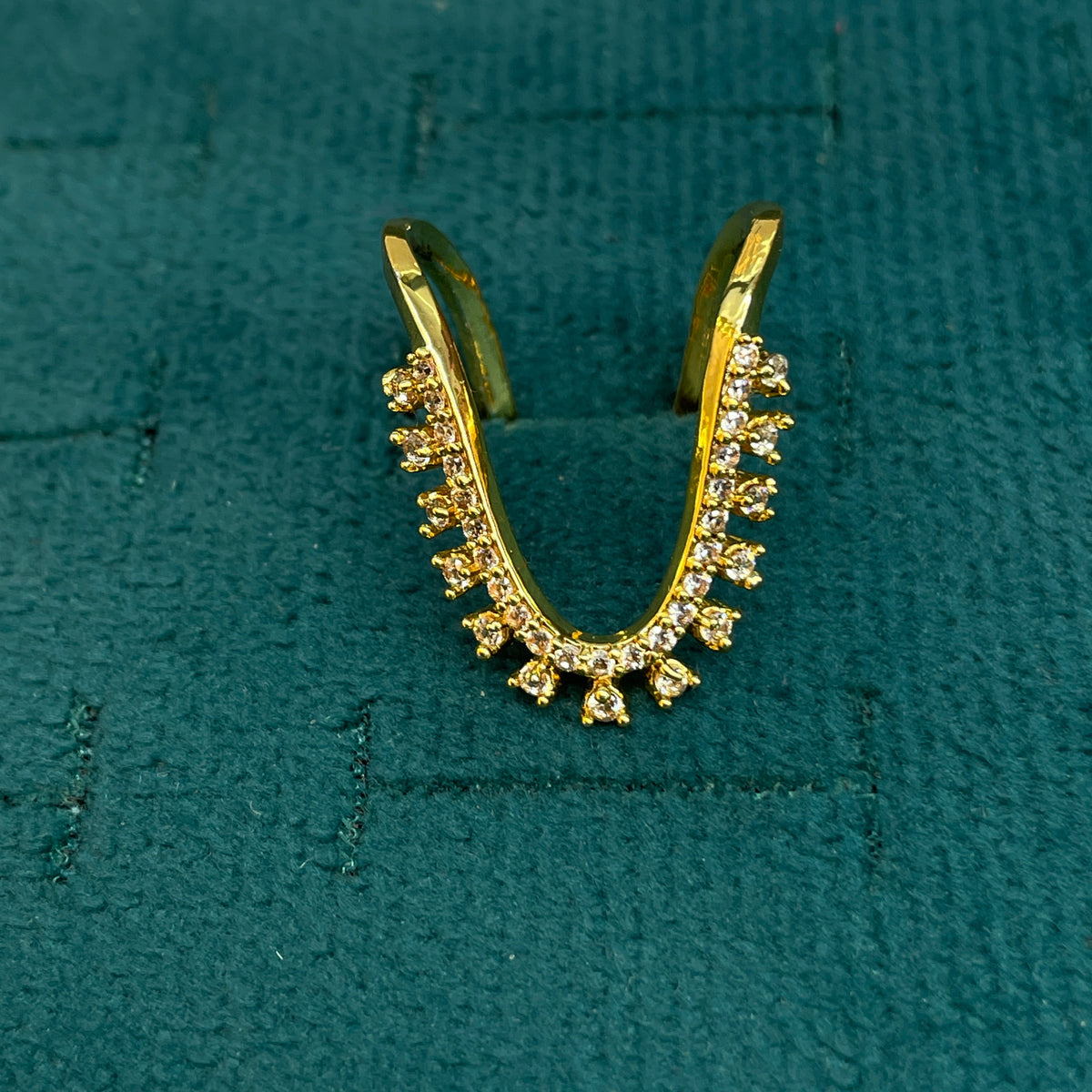 92.5 Silver Gold Plated White CZ Vanki Ring for Women