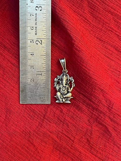 92.5 Silver Oxidised Ganesha Design Pendant for Men & Women – Traditional Finish