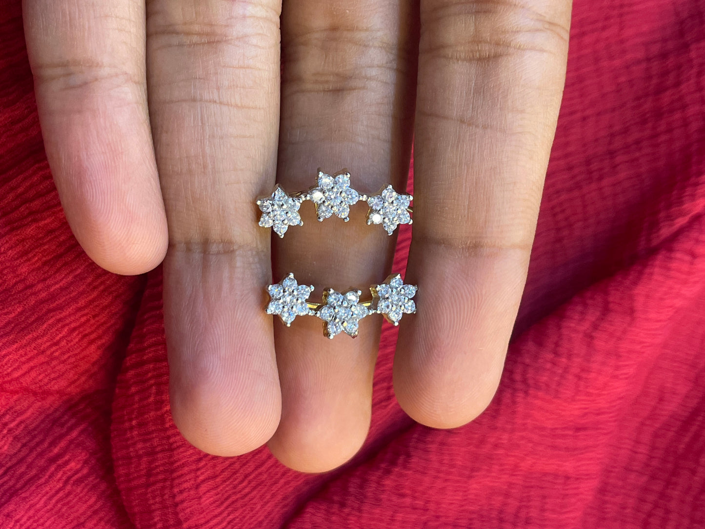 92.5 Silver Gold Plated Floral Ear Cuffs for Women | Stylish Flower Design | Elegant Trend Jewellery