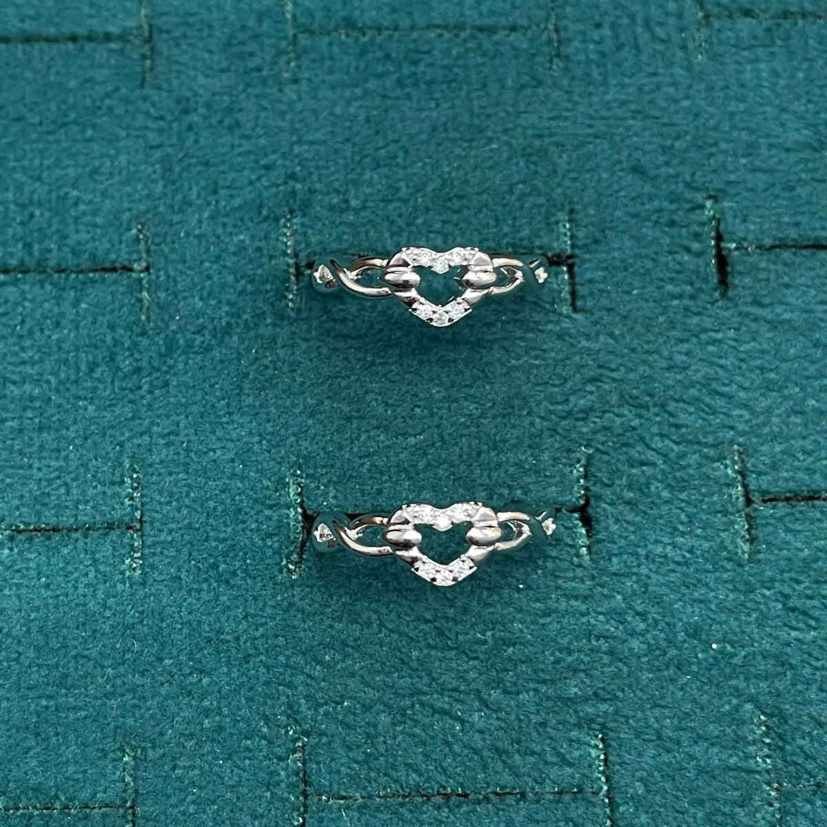 92.5 Sterling Silver CZ Infinity Heart Open Toe Rings for Women — Pair