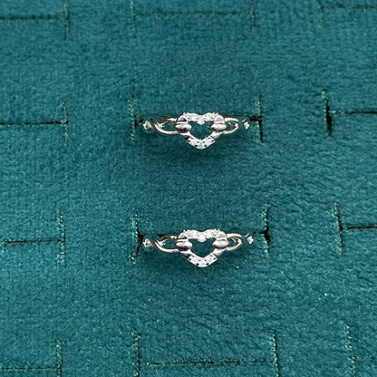 92.5 Sterling Silver CZ Infinity Heart Open Toe Rings for Women — Pair