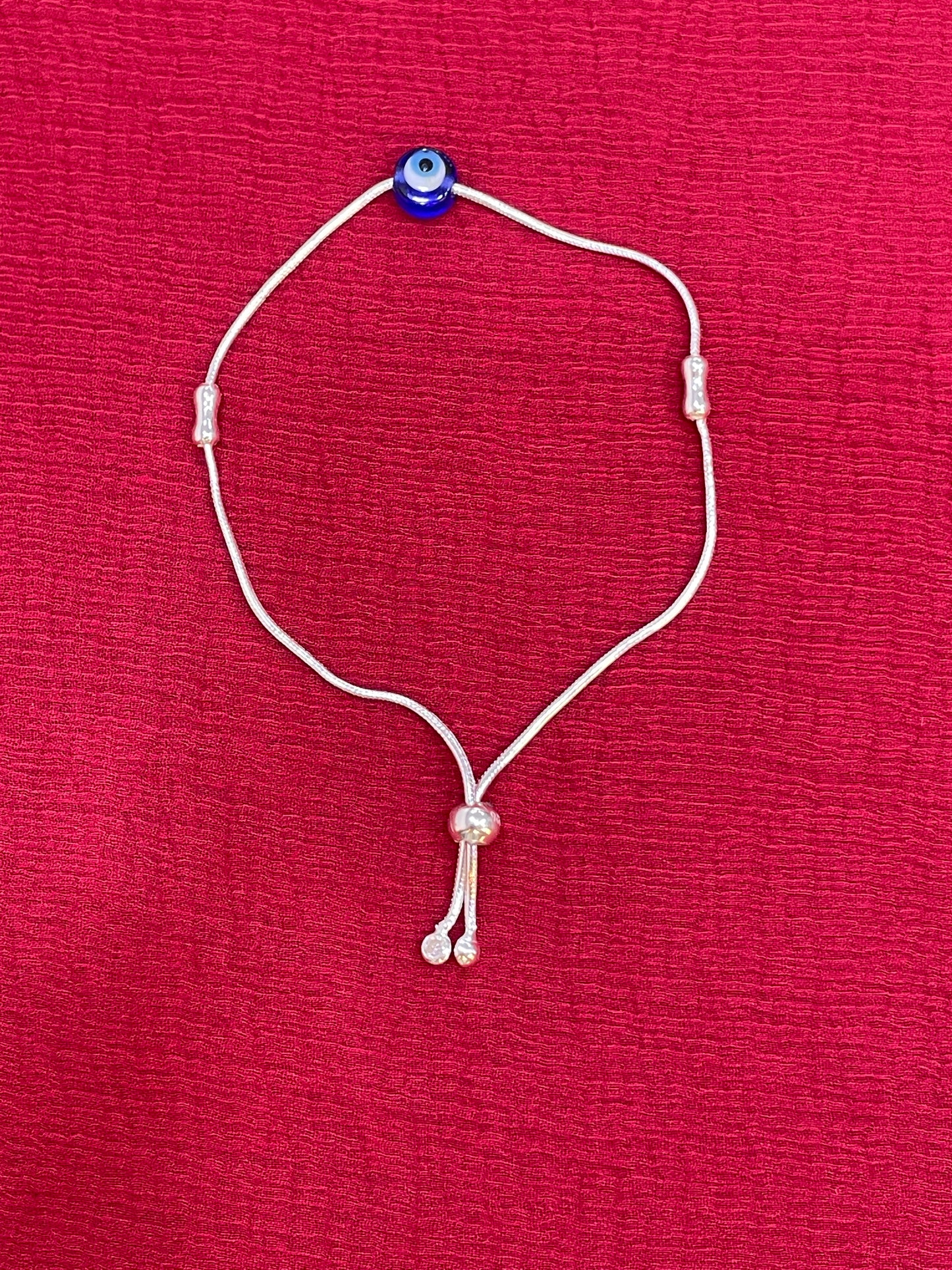 92.5 Silver Evil Eye & Pearl Adjustable Bracelet for Women | Freshwater Pearl Design