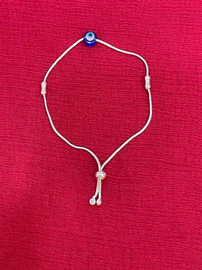 92.5 Silver Evil Eye & Pearl Adjustable Bracelet for Women | Freshwater Pearl Design