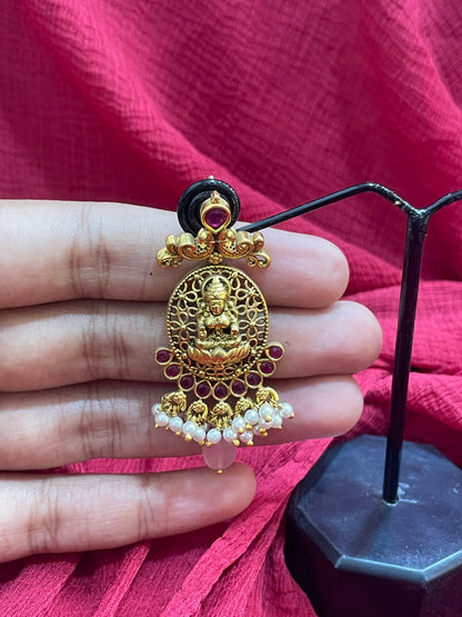 92.5 Silver Gold Plated Lakshmi Devi Earrings for Women | Stylish Temple Design | Traditional Jewellery