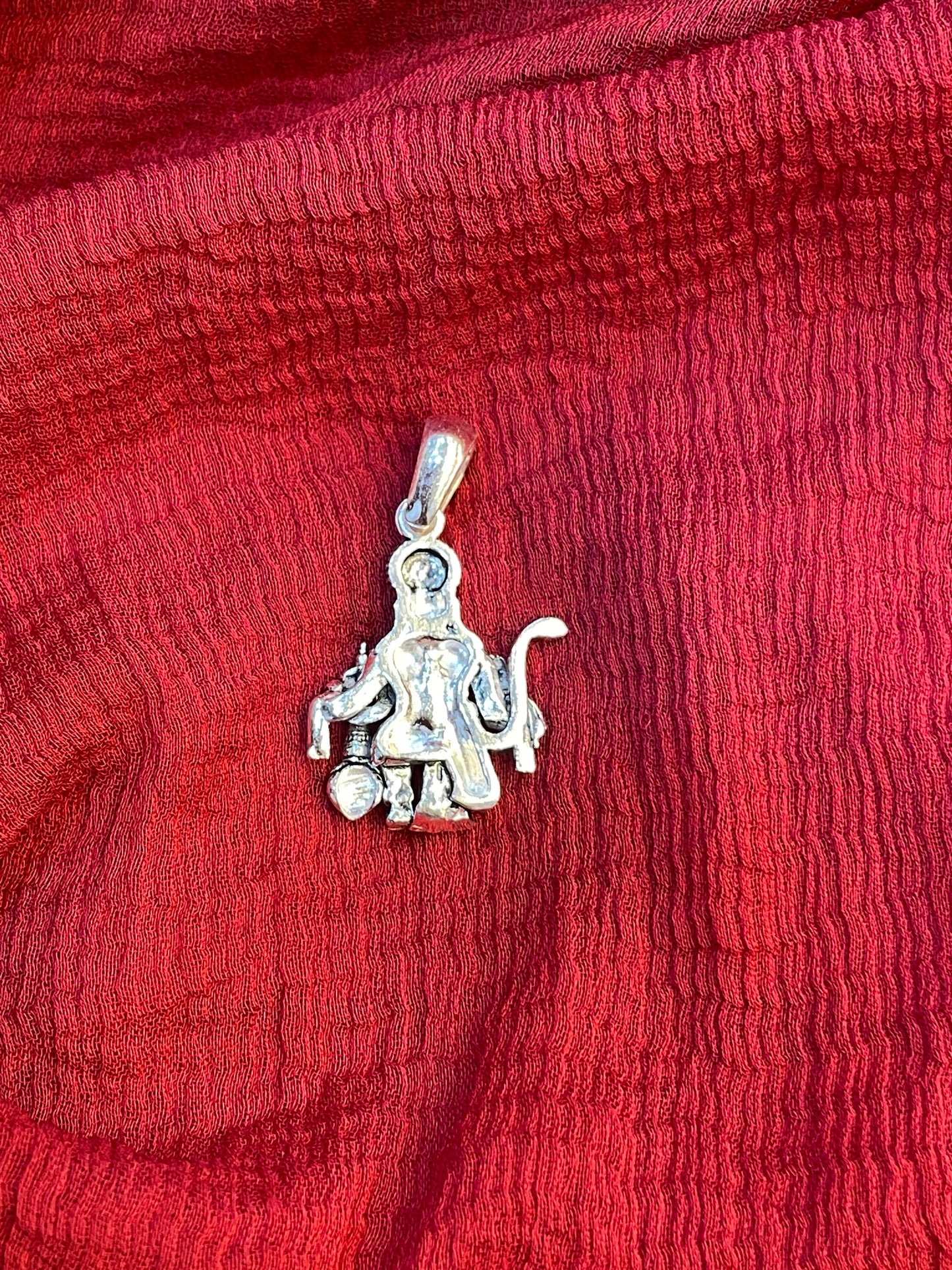 92.5 Silver Oxidised Veer Hanuman Pendant for Men & Women | Sacred Antique Finish | Spiritual Jewellery