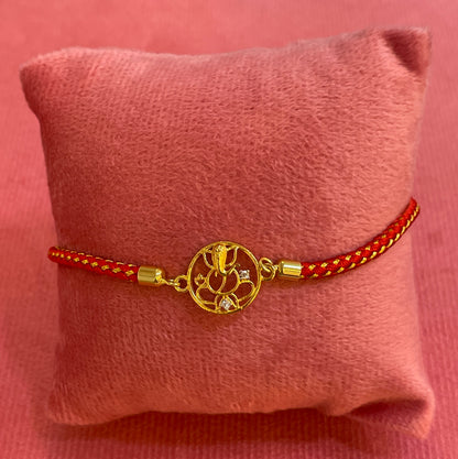 Silver Shivling Rakhi for Brother | Gold Plated Shivling Trishul Charm with CZ Stones on Black Thread