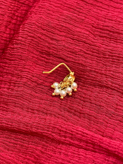 92.5 Silver Gold Plated Green Stone Nose Pin for Women | Elegant Stylish Design | Jewellery