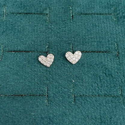 925 Silver Heart Studs - Ball back pair