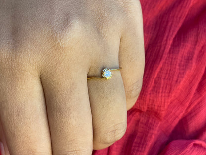 92.5 Silver Gold Plated Stone Ring for Women Size 15 | Elegant Jewellery