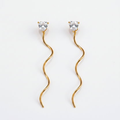 925 Silver Gold Plated Heart Shape Stone Spiral Swirl Stud Earrings for Women