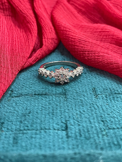 92.5 Silver Flower Ring for Women Size 14 | Stylish Floral Design | Elegant Daily Wear Jewellery