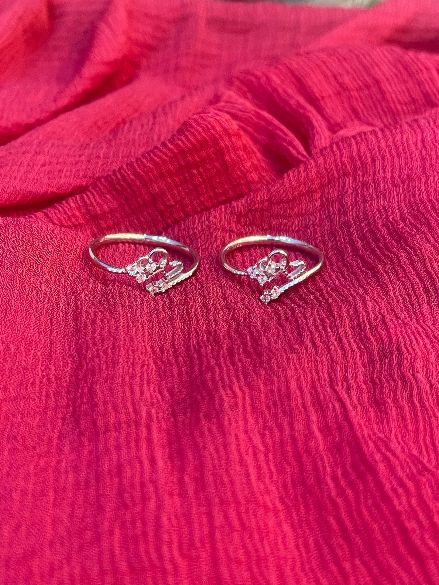 92.5 Silver Heart Toe Rings for Women | Minimal Love Motif | Adjustable Elegant Jewellery