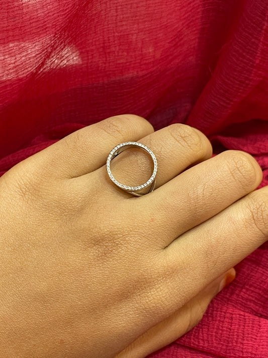 92.5 Silver Stylish Round Ring for Women Size 15 | Elegant Minimal Design | Daily Wear Jewellery