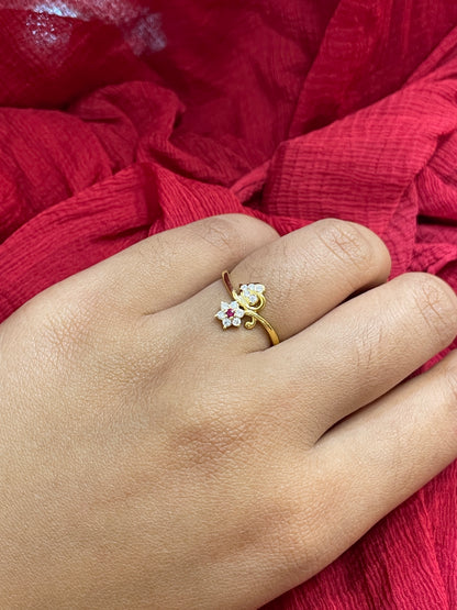 92.5 Silver Gold Plated Flower Ring for Women Size 15 | Trendy Floral Design | Elegant Jewellery