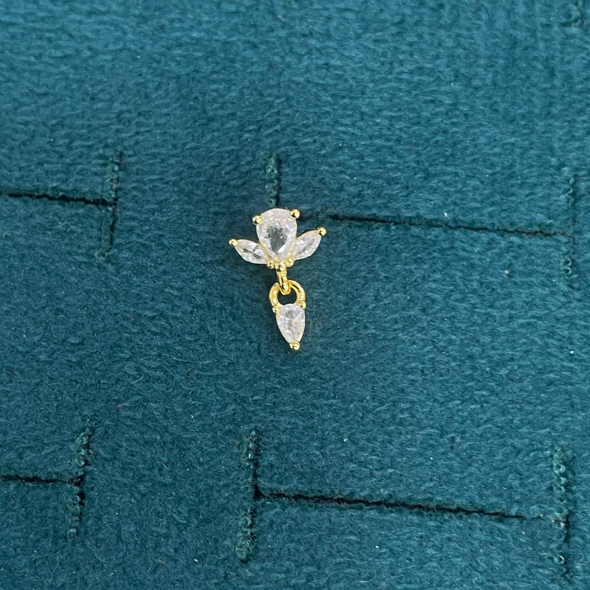92.5 Sterling Silver Gold Plated Oval & Marquise White CZ Floral Crown & Pear Drop Earrings for Women
