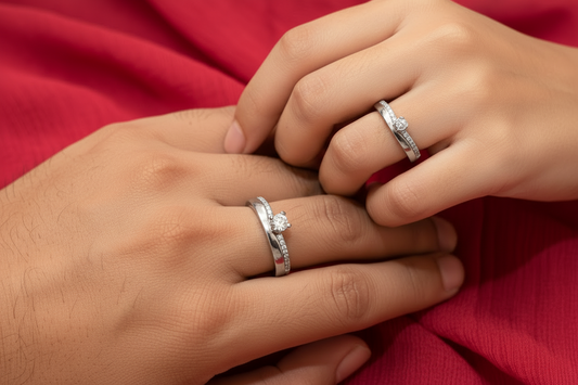 92.5 Silver Couple Rings for Men Size 21 & Women Size 13 | Stylish Twin Design | Elegant Love Jewellery