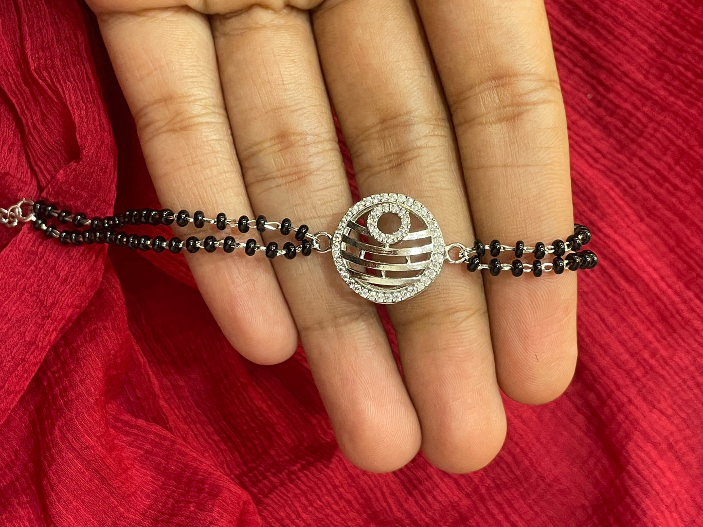 92.5 Silver Black Beads Bracelet for Women 7.5 Inches | Stylish Minimal Design | Elegant Daily Wear Jewellery