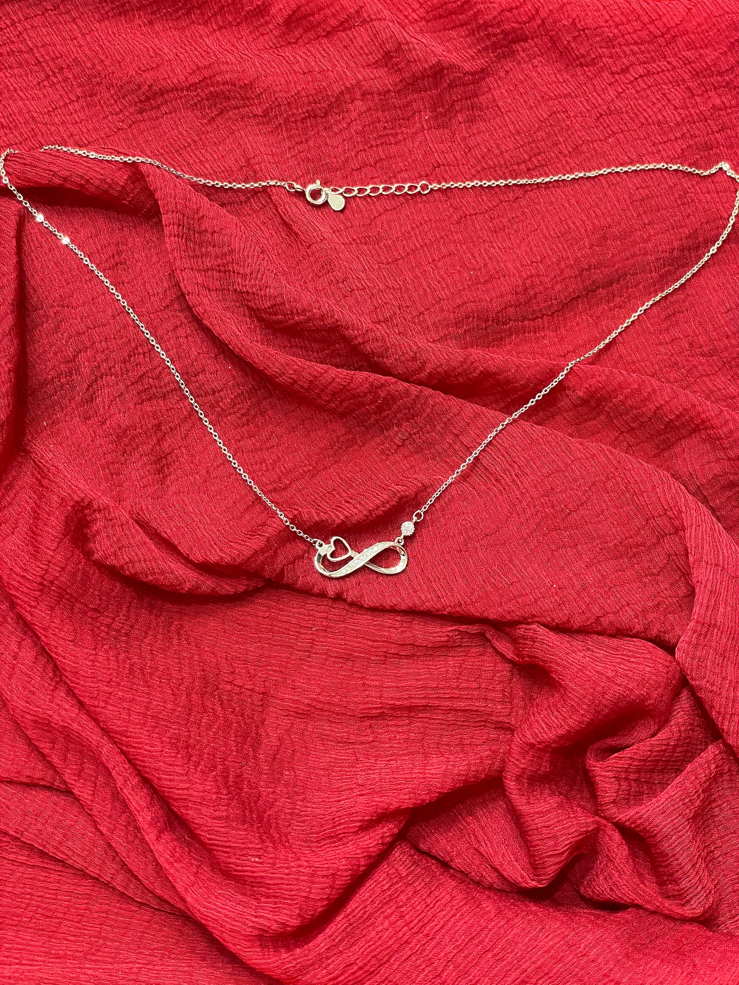92.5 Silver Infinity Heart White Stone Chain 18.5 Inches | Premium Stylish Elegant Design | Jewellery