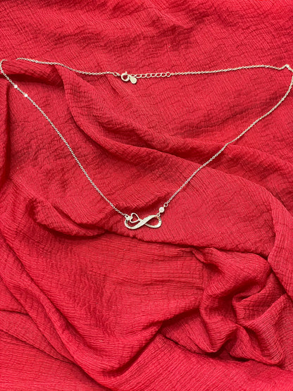 92.5 Silver Infinity Heart White Stone Chain 18.5 Inches | Premium Stylish Elegant Design | Jewellery