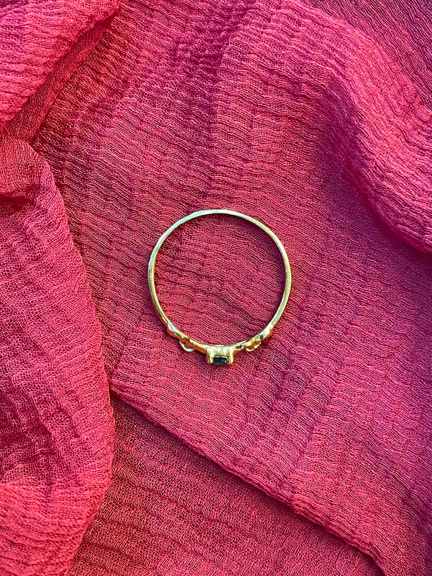 Gold Plated Silver Green Stone Ring