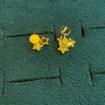 92.5 Silver Gold-Toned Triple Flower Studs Pair