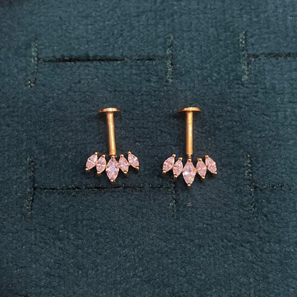 92.5 Silver Gold Plated Five Leaf Dainty Bugadi Pair | Minimal Floral Design | Jewellery