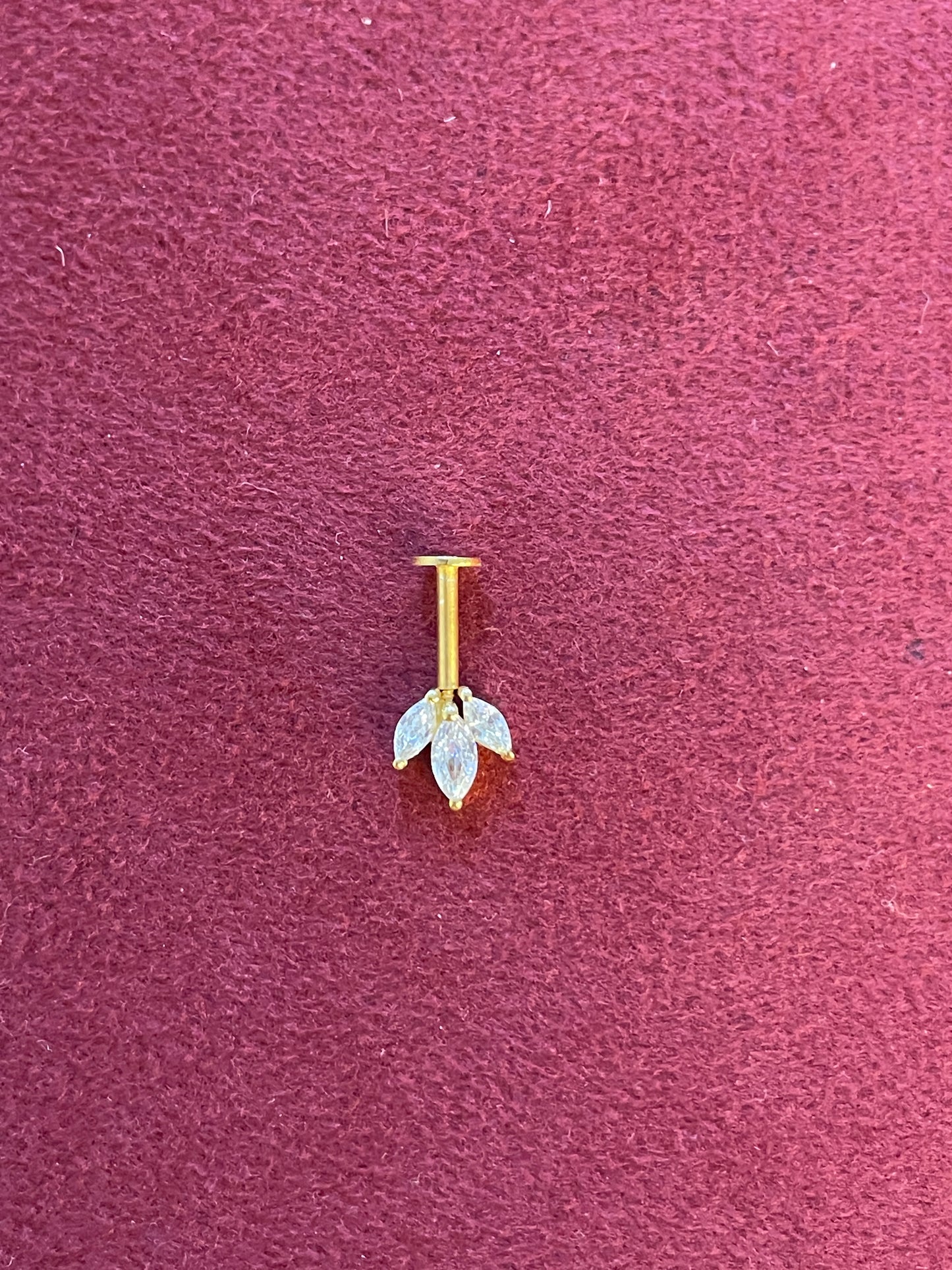 925 Silver Gold Plated Dainty Three Leaf Bugadi - Pair