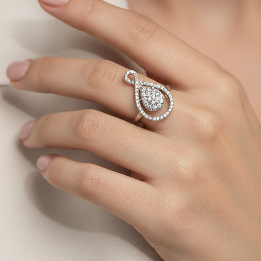 92.5 Silver Stylish Classy Ring for Women Size 12 | Elegant Premium Design | Modern Jewellery