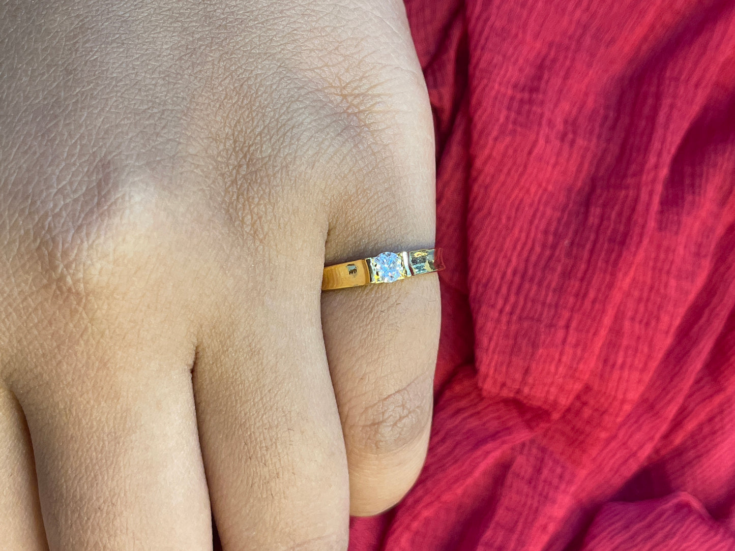 92.5 Silver Gold Plated White Stone Ring for Women Size 10 | Elegant Minimal Jewellery
