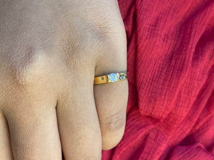 92.5 Silver Gold Plated White Stone Ring for Women Size 10 | Elegant Minimal Jewellery