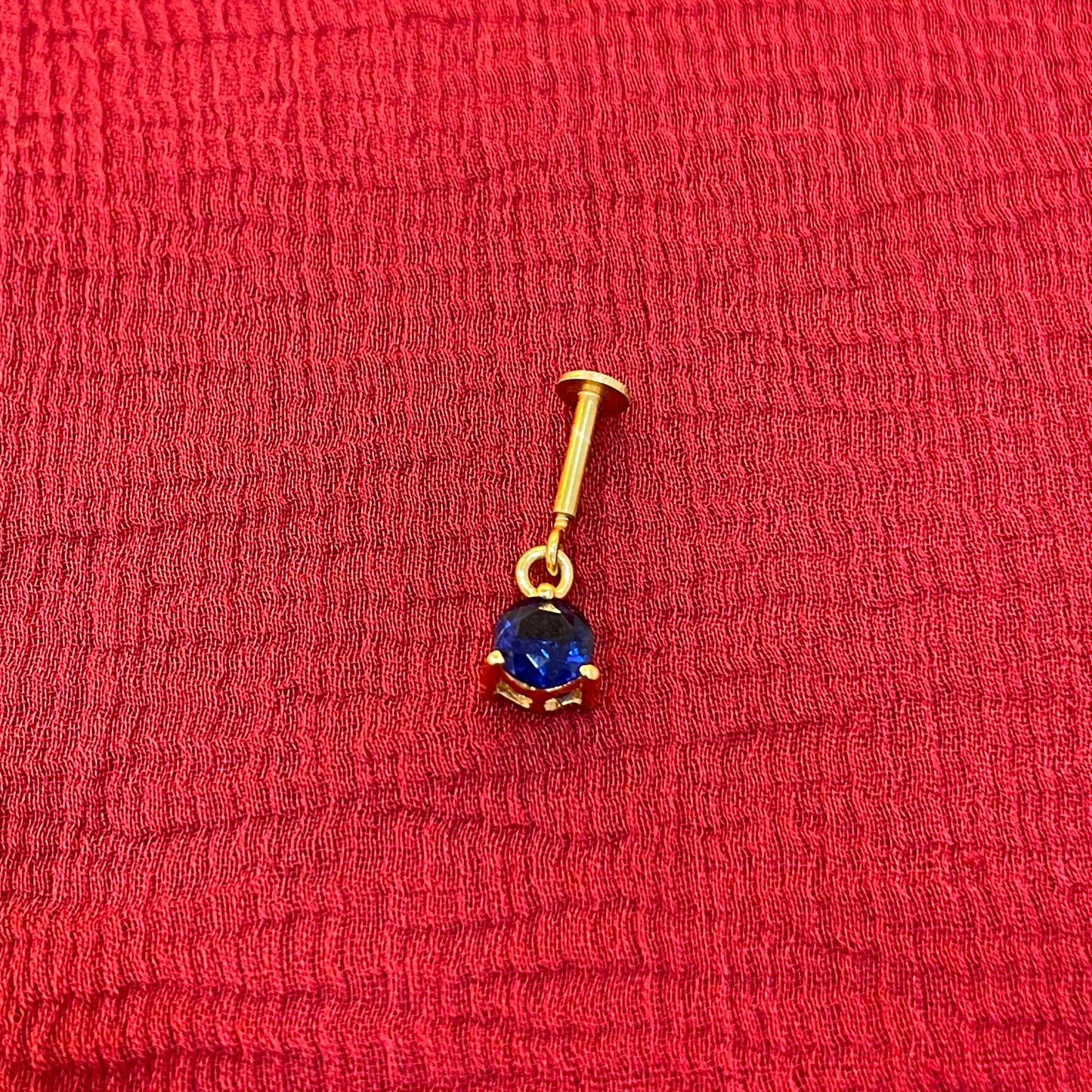 925 Silver Gold Plated Midnight Blue Dangler Bugadi pair
