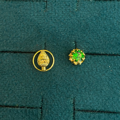 92.5 Silver Gold Plated Vel Reversible Stud Single Piece