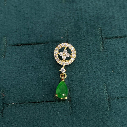 92.5 Sterling Silver Gold Plated Emerald Green CZ Teardrop Drop Earrings for Women