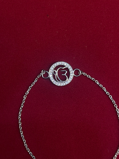 925 Sterling Silver Ik Onkar Rakhi | Stone-Studded Chain Rakhi for Raksha Bandhan
