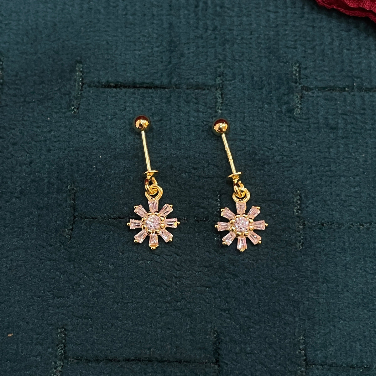 92.5 Silver Gold Plated Sun Flower Bugadi- Pair