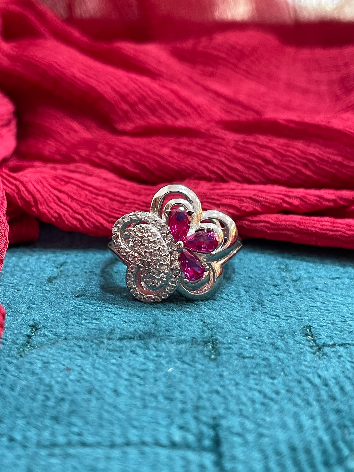 92.5 Silver Stylish Flower Ring for Women Size 14 | Elegant Floral Design | Daily Wear Jewellery
