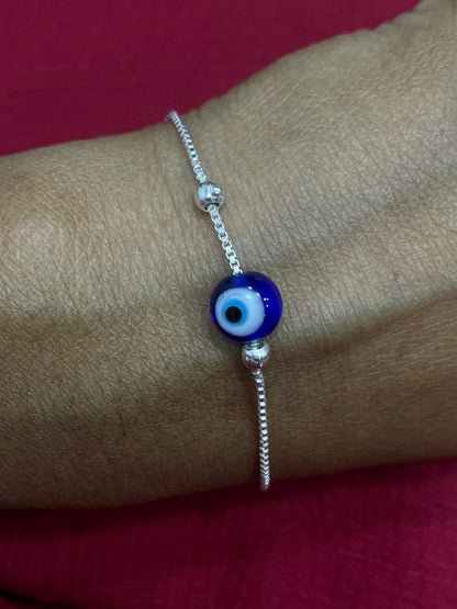 925 Evil Eye Box Chain Bracelet - 7 inch