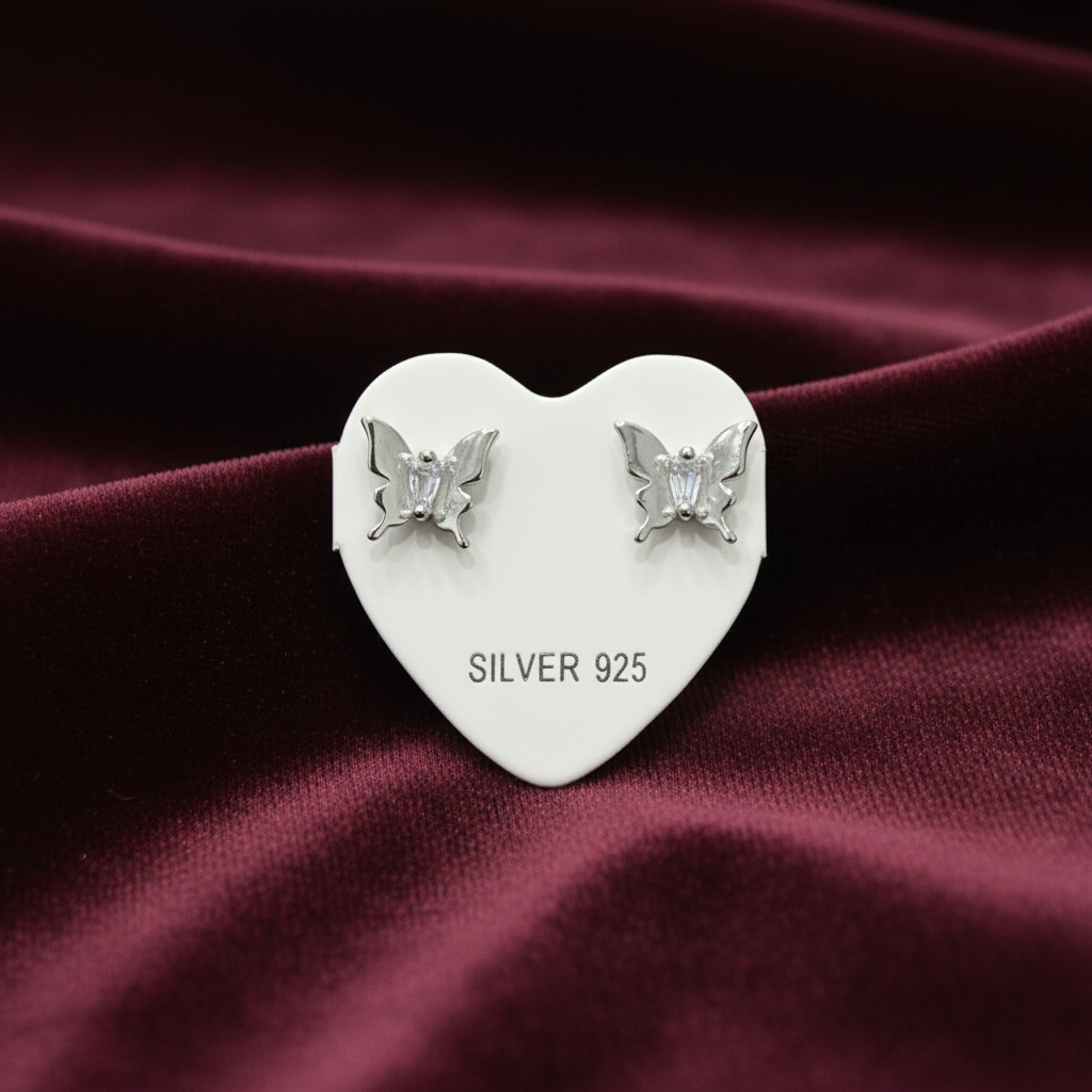 92.5 Silver Premium Butterfly Studs | Stylish Nature Inspired Design | Jewellery