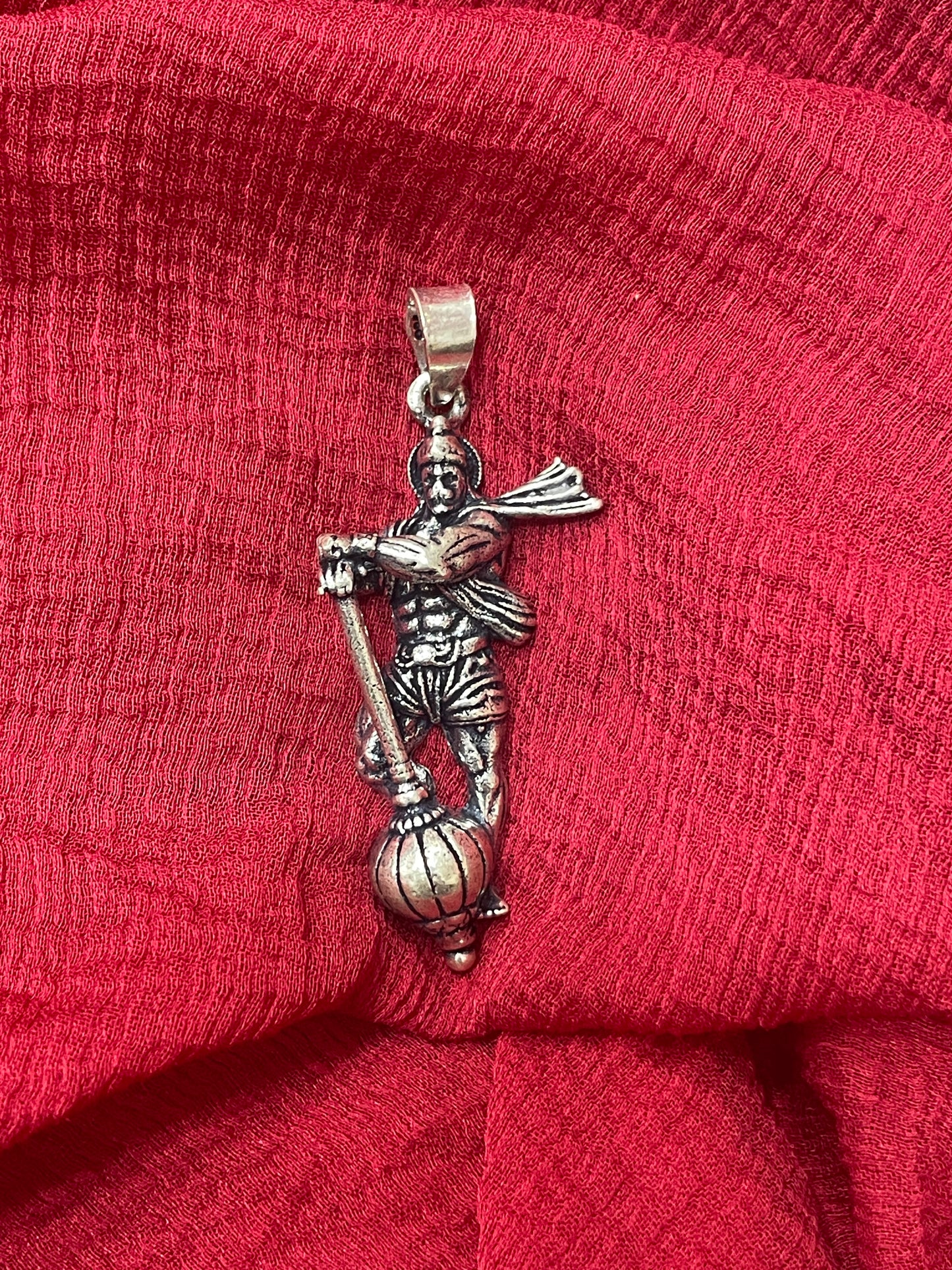 92.5 Silver Oxidised Hanuman Pendant for Men & Women | Bajrangbali Religious Design | Daily Wear Jewellery