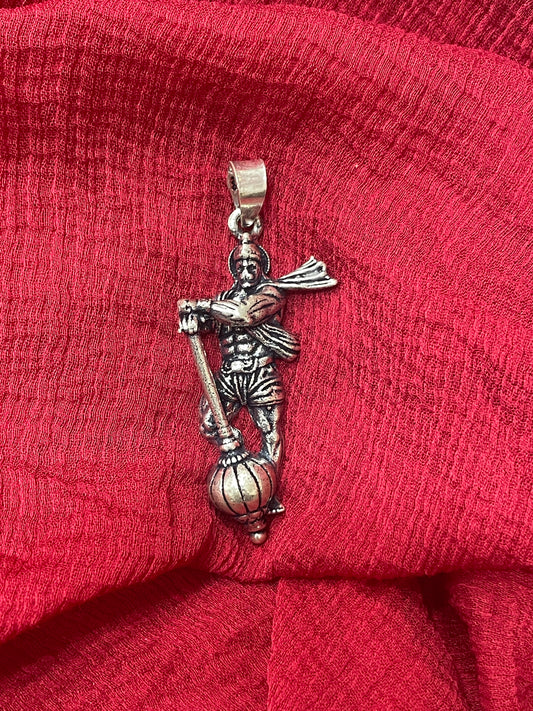 92.5 Silver Oxidised Hanuman Pendant for Men & Women | Bajrangbali Religious Design | Daily Wear Jewellery