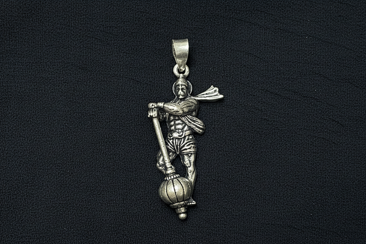 92.5 Silver Oxidised Hanuman Pendant for Men & Women | Bajrangbali Religious Design | Daily Wear Jewellery