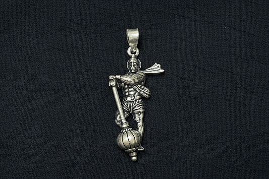 92.5 Silver Oxidised Hanuman Pendant for Men & Women | Bajrangbali Religious Design | Daily Wear Jewellery